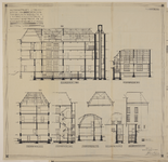 217218 Doorsneden van de uitbreiding van het Stads Ambachtskinderhuis (Agnietenstraat 3-5) te Utrecht.